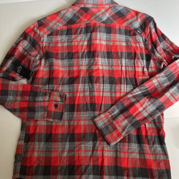 Fox Racing Trail Dust Red Flame Flannel NWT - Picture 2 of 9